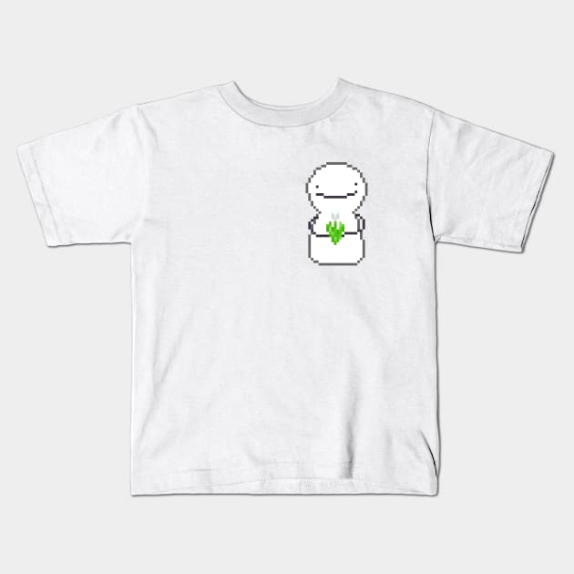 dream blob holding white tulip pixel art Kids T-Shirt by sezawhatever